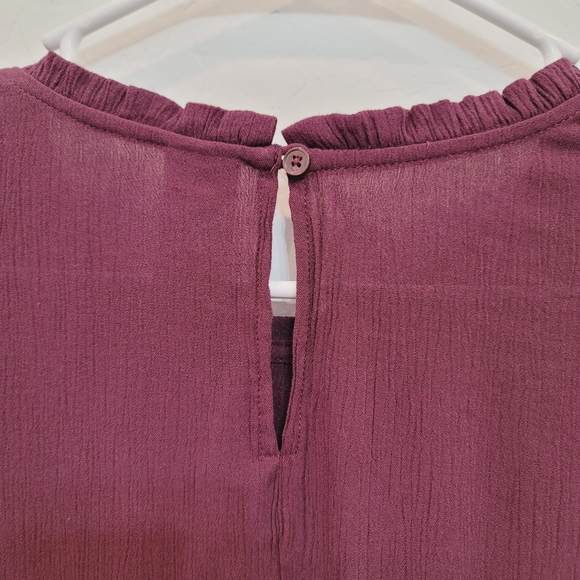 💕 Time and Tru Burgundy Floral Embroidered Boho Blouse Women's Size Large - Picture 4 of 11